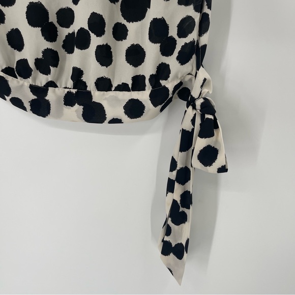 Who What Wear Tie Waist Black/White Polka Dot Blouse Top - Picture 5 of 9
